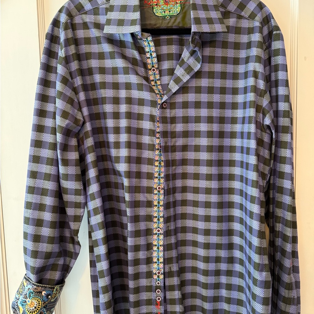 Robert Graham Black‎ and Blue Checked Button-Down Shirt